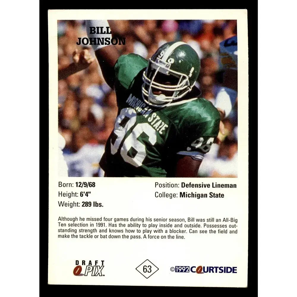 1992 Courtside Draft Pix #63 Bill Johnson Card